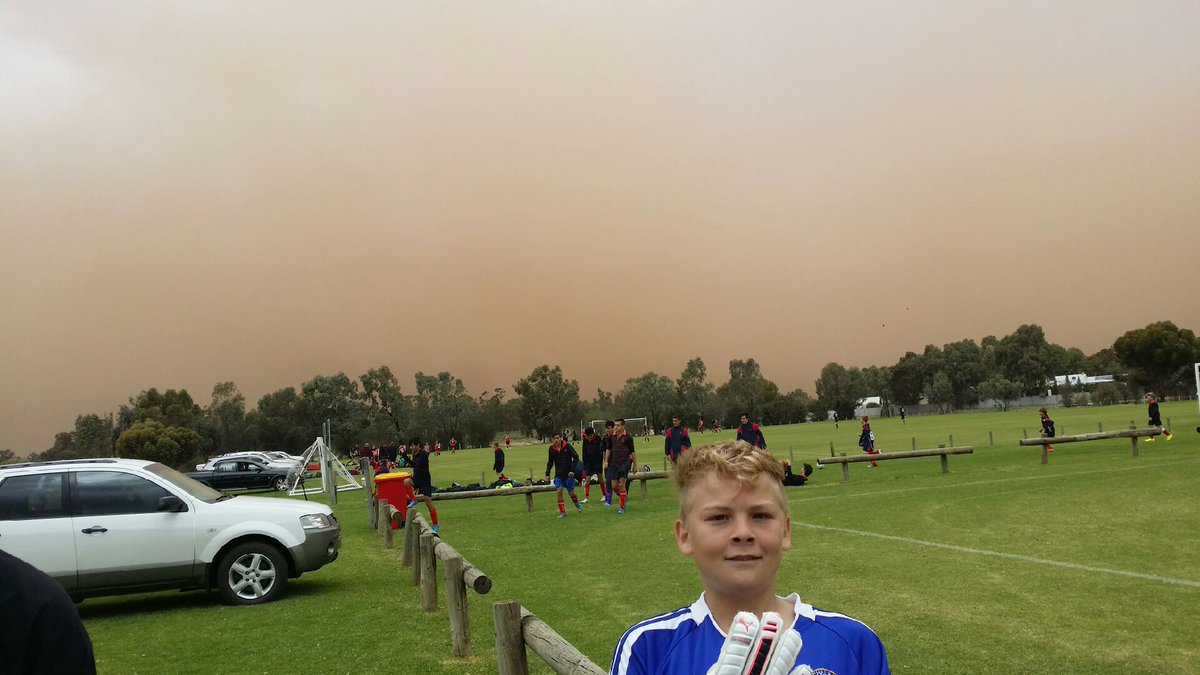 Game 2: A 5-all draw for our 7/8 boys soccer team... just before the dust rolled in.