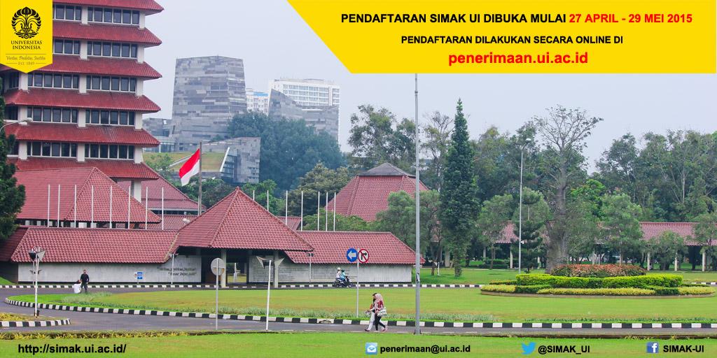 Pendaftaran #SIMAKUI sdh dibuka hingga tgl 29 Mei 2015
Info dan Pendaftaran: penerimaan.ui.ac.id