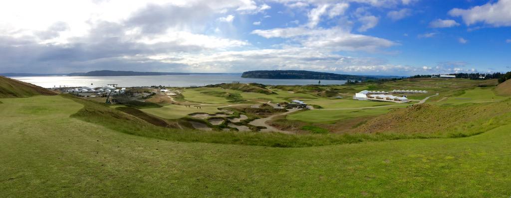 AlanHocknell's tweet image. Chambers Bay from 9 tee. 44 days away.