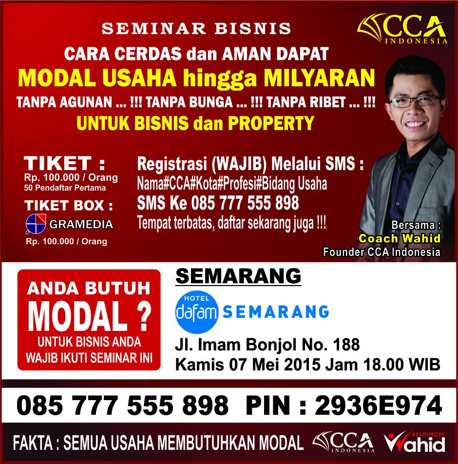 Hari ini seminar #ModalMilyaranTanpaAgunanTanpaBunga brsama <a href="/PakarCreditCard/">Pakar Credit Card</a> di Solo, hari Kamis seminar Semarang.