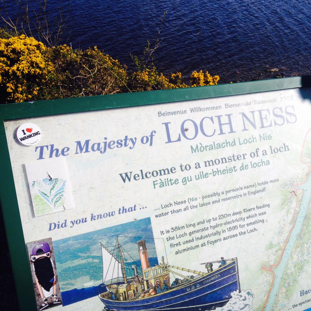 spankrags's tweet photo. Spankrags in Scotland! Our stickers made it on top of the Loch Ness tourist sign. #ilovewanking #lochness #scotland http://t.co/IUBdepPnPK