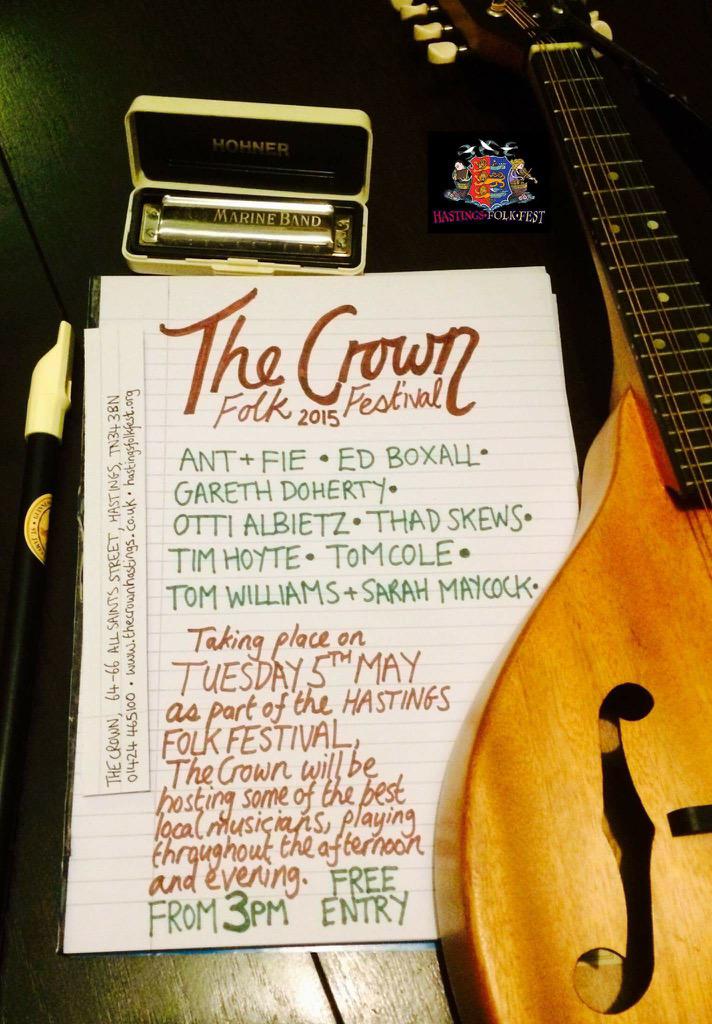Remember Hastings, fantastic folk music in <a href="/CrownHastings/">The Crown Hastings</a> from 3pm today and we're on at 9pm... See you soon!