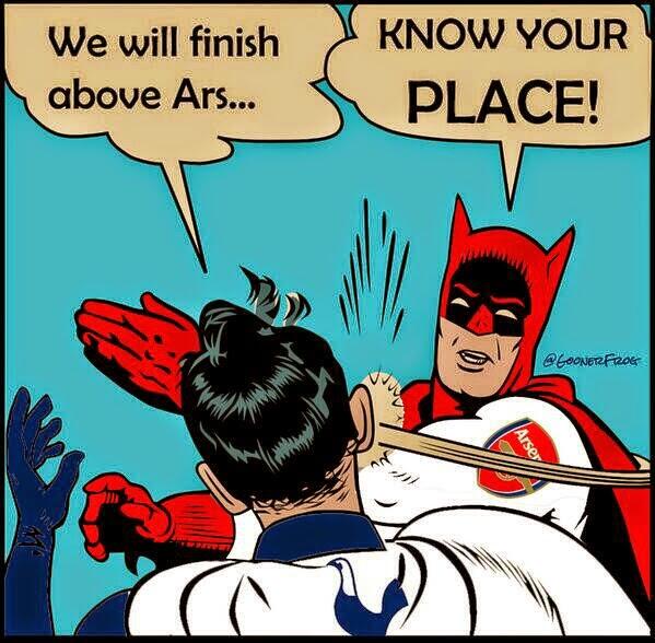 Ultimate5occer's tweet photo. Spurs will finish below Arsenal in the league again, in other words St.Totteringham's day, apparently its a big deal! http://t.co/VODAfcLV2H
