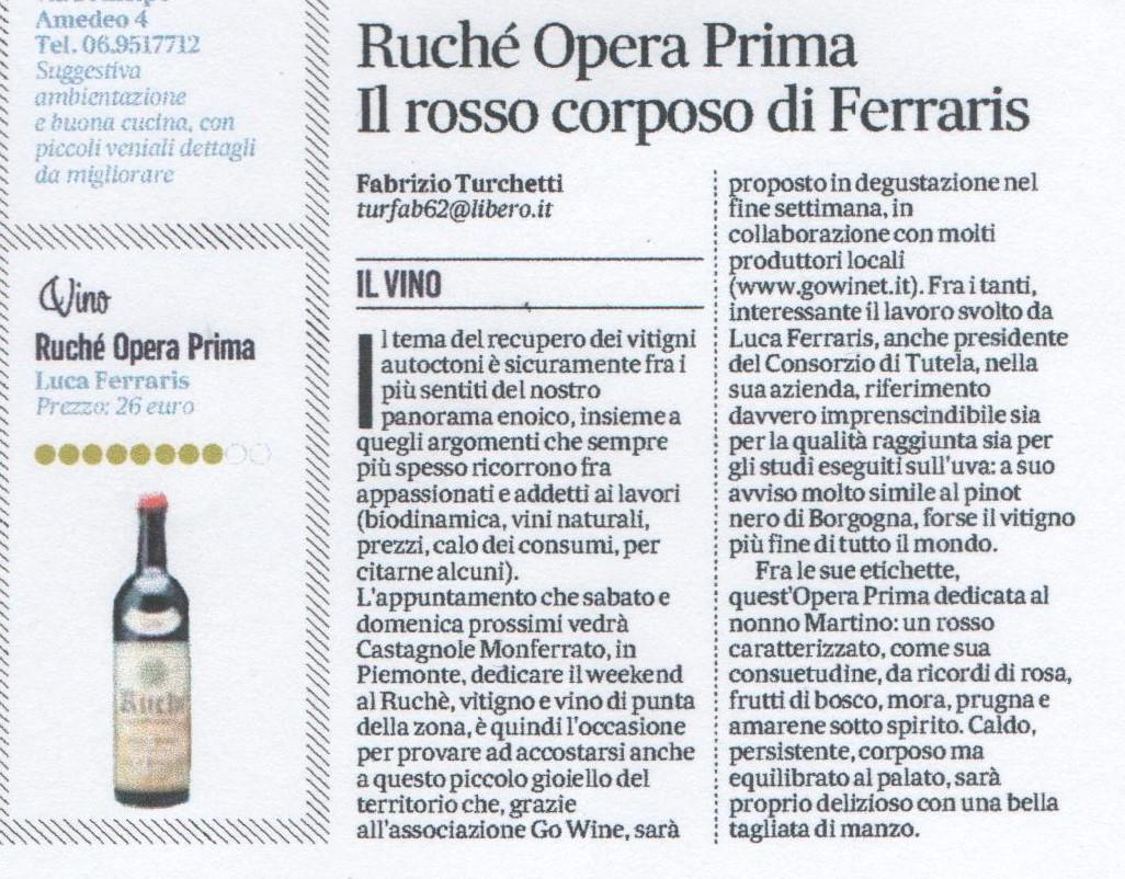 il nostro "Opera Prima" è oggi sulle pagine de <a href="/ilmessaggeroit/">Il Messaggero</a>, grandissimo risultato #wine #winelover #ruchè #Asti