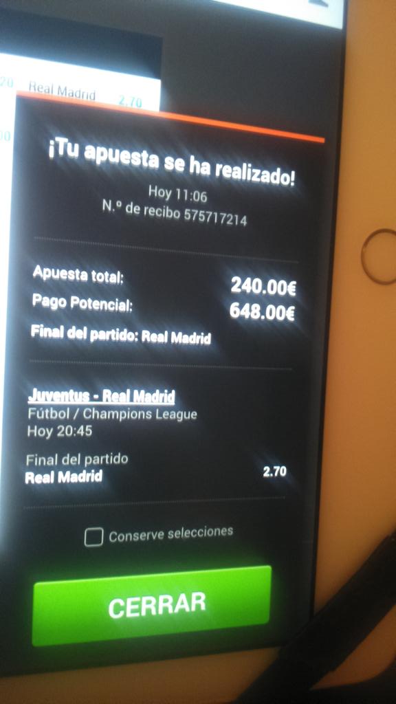 Juangayasalom's tweet photo. Marchando 240€ por la victoria del Real Madrid.

Ganar dinero es muy fácil
Quien avisa no es traidor http://t.co/9qwBU2OYEp