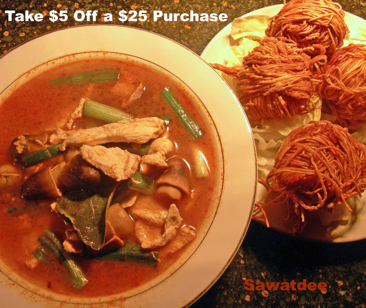 Here's $5 bucks off a $25 purchase at Sawatdee Thai in Minneapolis: 

bit.ly/SawatdeeMPLSdl