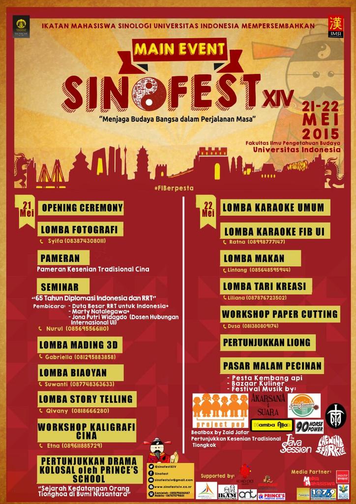 vanirvani's tweet photo. Ayo ramaikan Sinofest XIV, FIB UI. Tanggal 21-22 Mei 2015. Dijamin seru!! http://t.co/LDe0dPBwVX