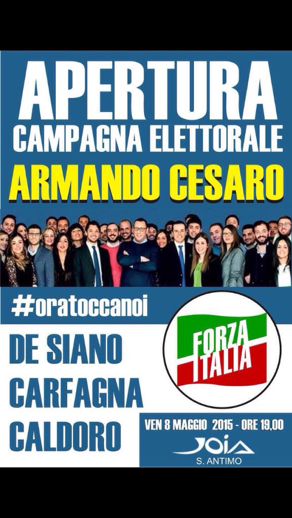 TurcoFederica's tweet photo. #forzArmando #ondanuova #oratoccanoi #forzaitaliagiovani #regionalicampania http://t.co/F8OasAMpAk