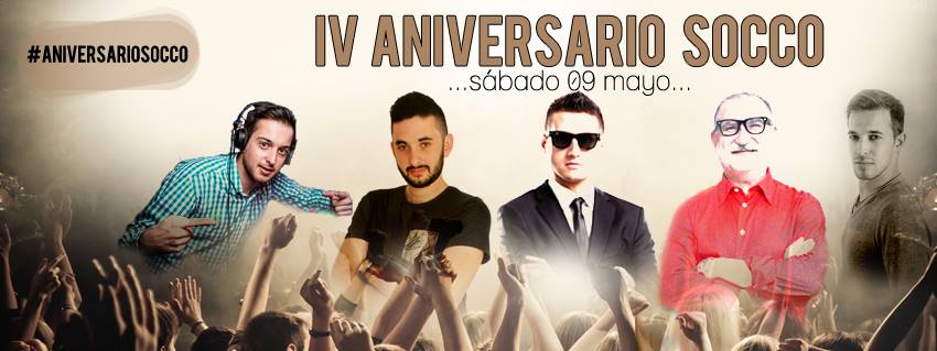SantiBertomeu's tweet photo. Menudo cartelón tenemos para el #AniversarioSocco!! Va a ser una noche movidita... Sáb 9 Mayo!! Entrada Gratuita ^^ http://t.co/udrqqJlc4S
