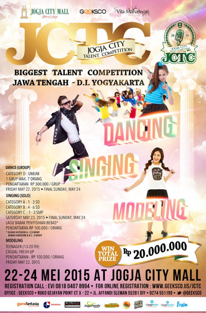 Suka nyanyi suka,nari,modeling? yuk ikutan Jogja City Talent Competition | 22-24 Mei | Call 081804078994 <a href="/geeksco/">Geeksco</a>