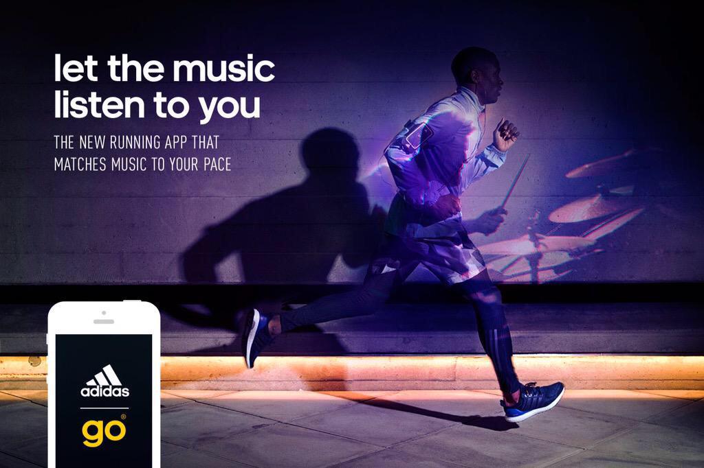 PebblesAllard's tweet photo. new app #adidasGO x spotify intuitively syncs music with your pace. available http://t.co/MN9fZUGN0v #allinforleeds http://t.co/jT8IyL9KBa