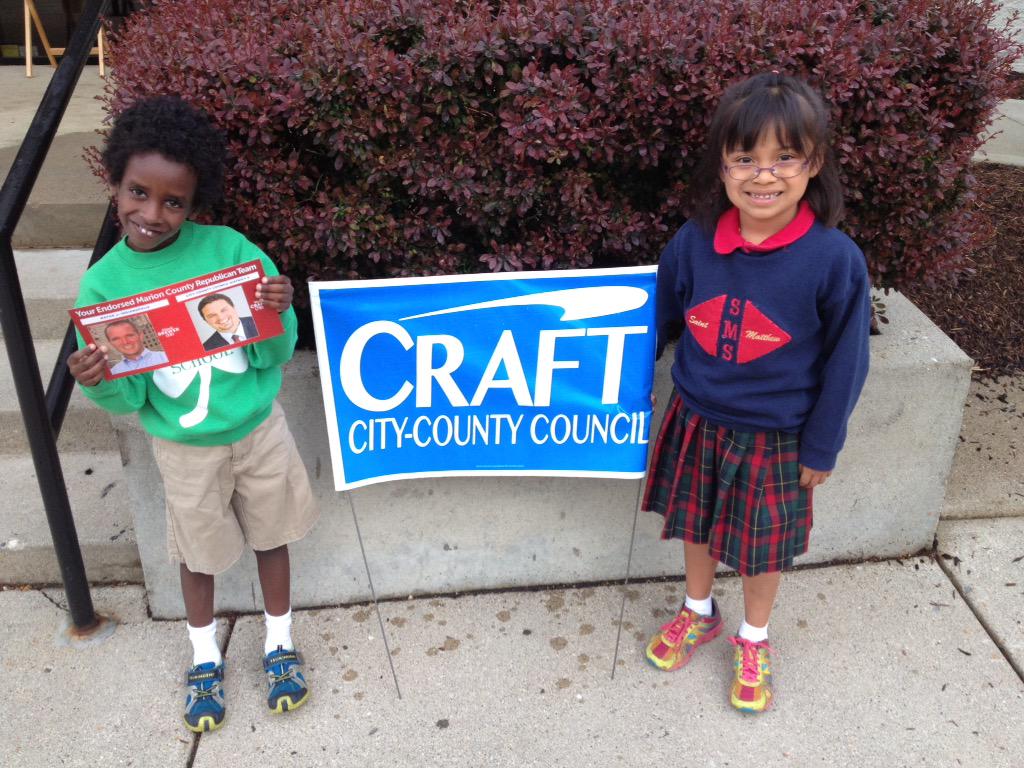 craft4council's tweet photo. A little too young to vote, but awfully cute supporters http://t.co/OLUvy9XKAW