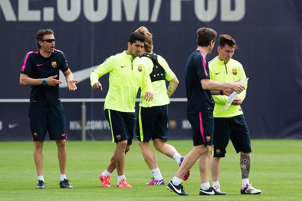 ChampionsLeague's tweet image. Luis Enrique: "I like the word ‘treble’ - I love it. But this can go from three [potential trophies] to zero." #UCL