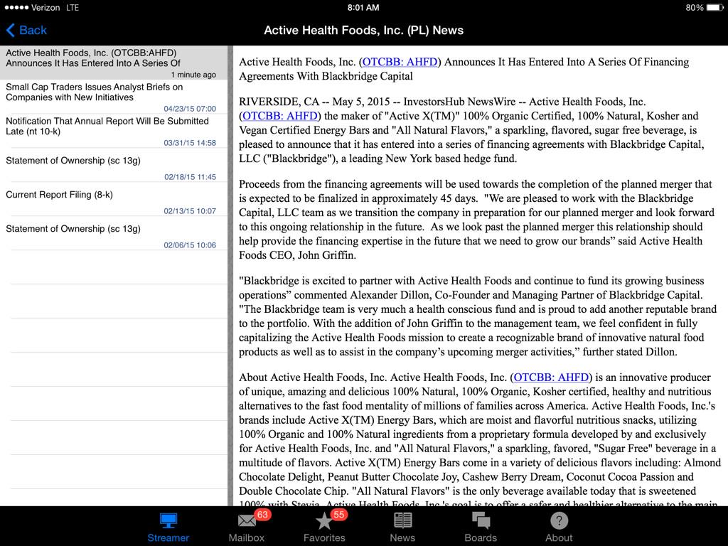 BigCheds's tweet photo. $AHFD - News out, re: Financing http://t.co/FhmI7Rnnii