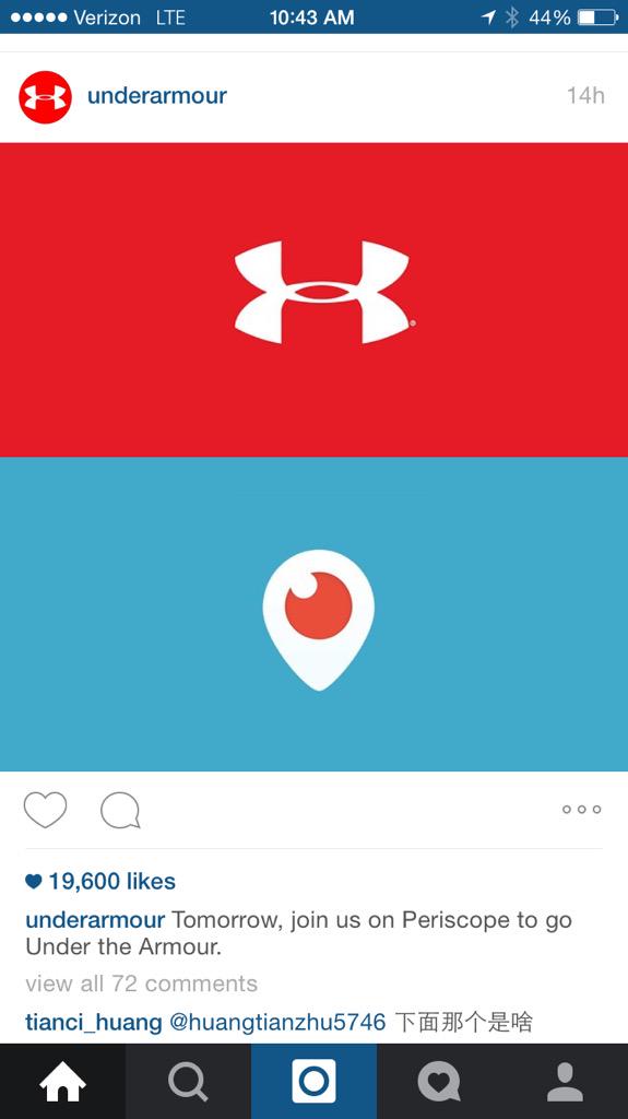tomaskj67's tweet photo. Under Armour is going on Periscope today. #IS6621 x #d http://t.co/e9g2zVh2MZ