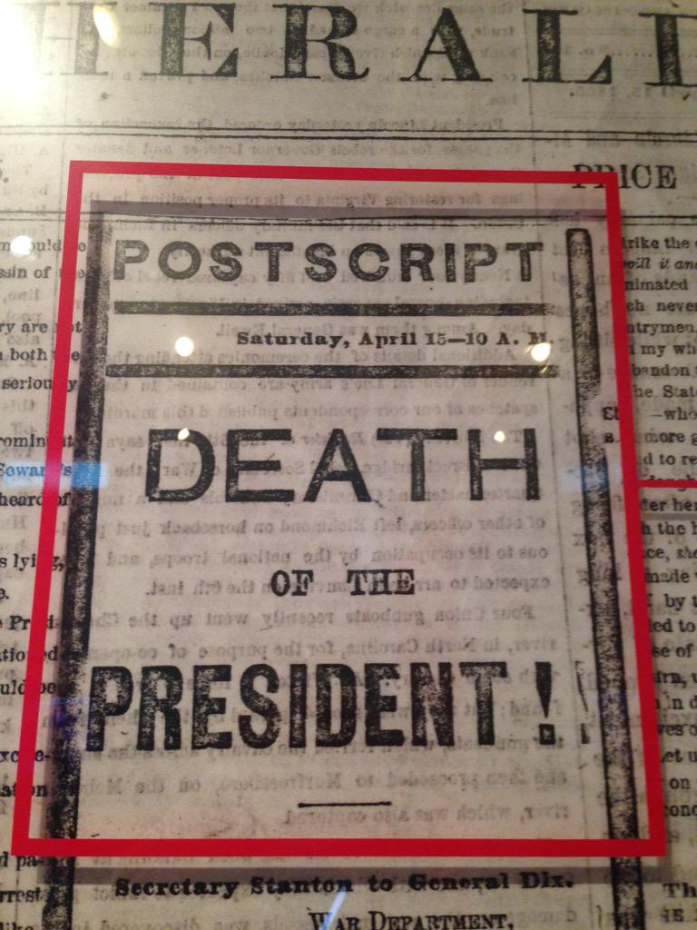 bellab2015's tweet photo. @bellab2015: Headline: taken from a newspaper after Lincoln's assasination #dcskylion http://t.co/RvbZ5hLEwr