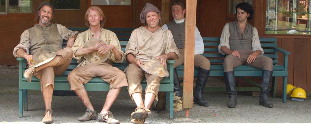 Filming the #Poldark at #Poldarkmine. Two of the main character's stunt doubles sit at the back. #Cornishmining