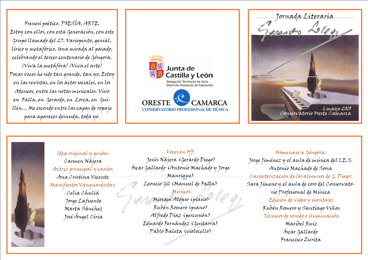 iesmachado's tweet photo. Homenaje mañana a Gerardo Diego en @ConserSoria Música y poesía. Jornada literaria. Programa de mano http://t.co/EnZR3aKlu2