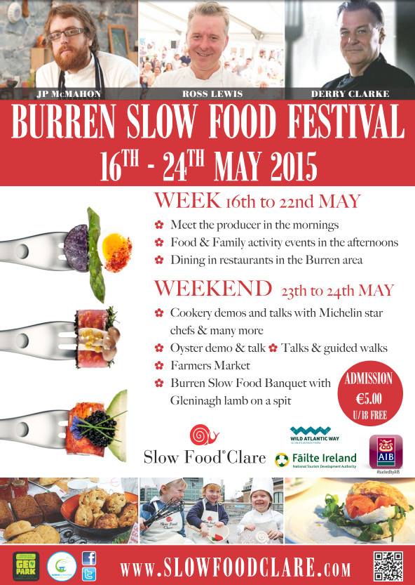 <a href="/BunrattyManor/">Bunratty Manor Hotel</a>  Burren Slow Food Festival 2015. Link  Schedule of events. burren.ie/events/burren-… …  #BurrenFoodFest