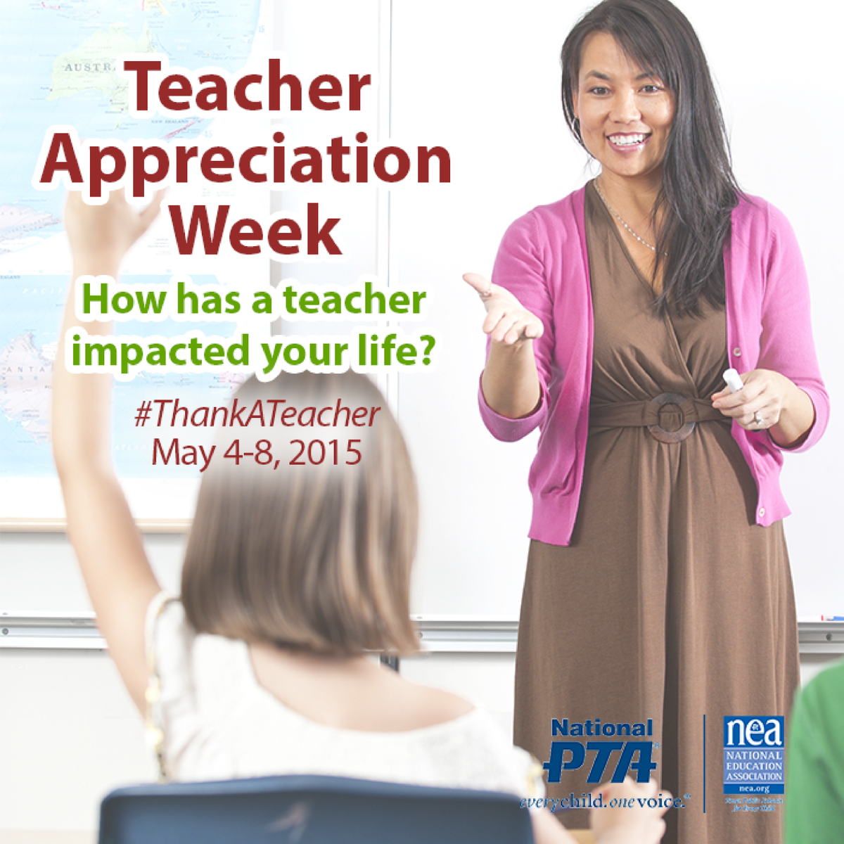 NEAToday's tweet photo. It's National Teacher Day! How has a teacher impacted your life? #NationalTeacherDay #ThankATeacher http://t.co/BbbxEMf8h4