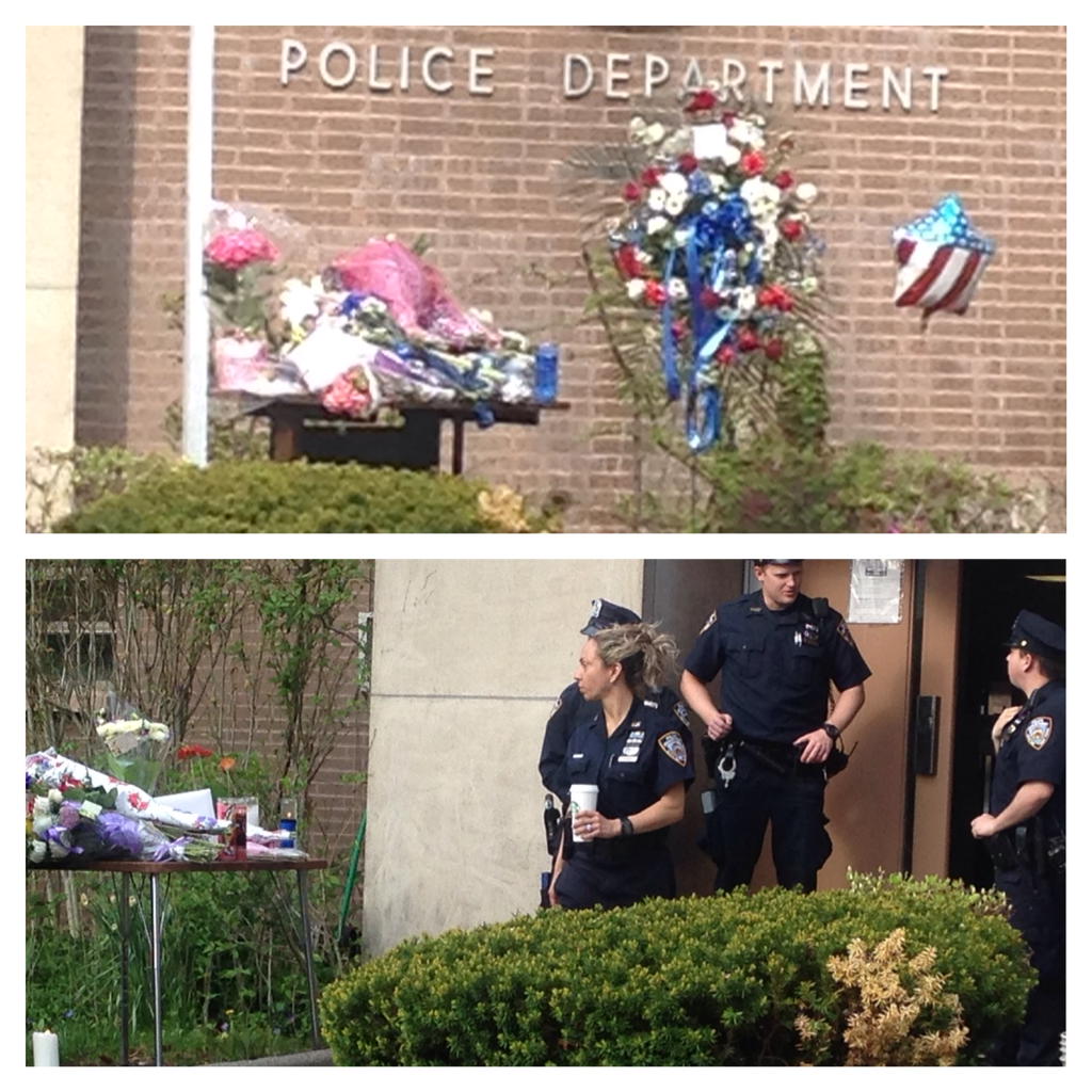katcreag4NY's tweet photo. Memorial grows for #NYPD Officer #BrianMoore #105Precinct #Queens 25 year old's funeral later this week #NBC4NY http://t.co/SgMXcV8E56