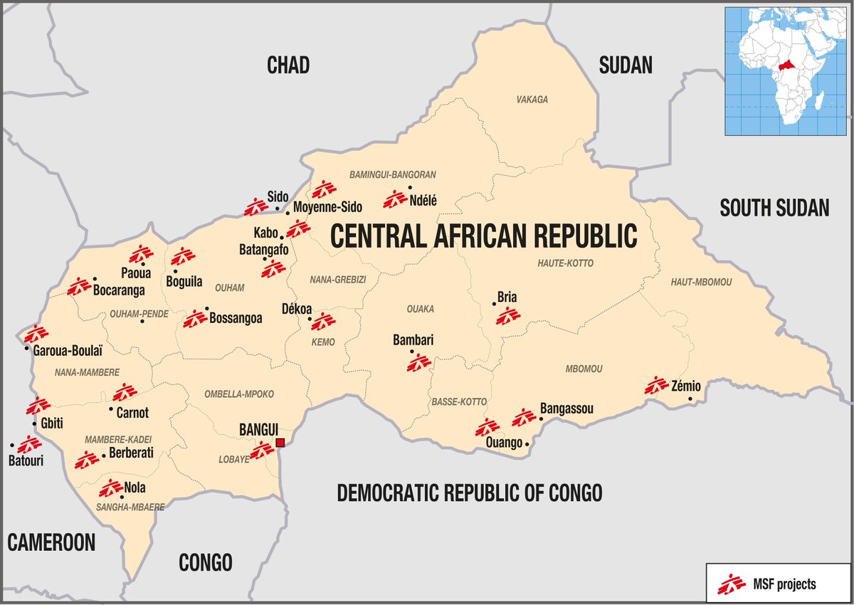 Crisis__CAR's tweet photo. These marked locations represent all the areas currently being assisted by the MSF http://t.co/yI1yvBefyz