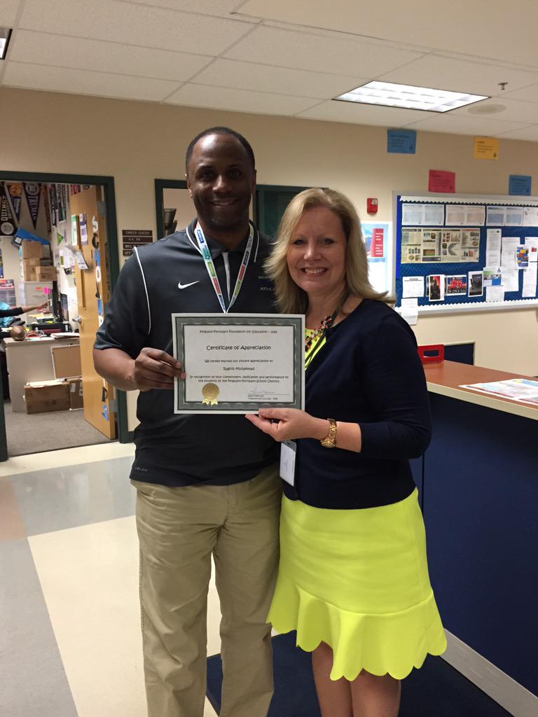 FergFlorSchools's tweet photo. McCluer South Berkeley's @raghibthinks will use #FergFlorFoundation #ThankATeacher grant for marketing textbooks. http://t.co/LOf3GTD0LP