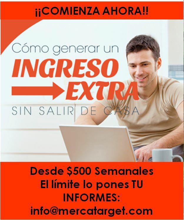 MercaTarget's tweet image. Comienza AHORA! $500 semanales GARANTIZADOS. Trabaja en tu tiempo libre. Tú pones el límite de lo que quieras GANAR!