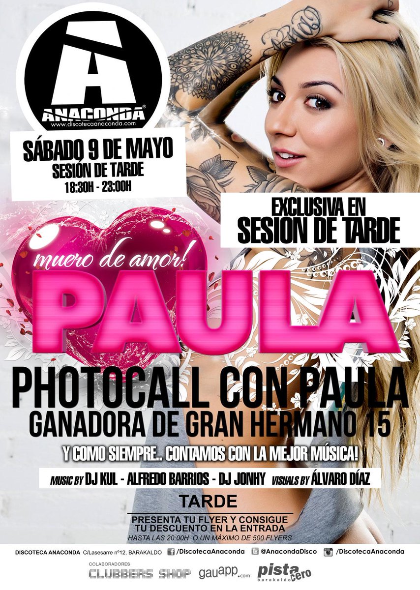 AnacondaDisco's tweet photo. ¿Que os parece hacer LISTA GRATIS para este sábado? Haz RT y nos pondremos en contacto contigo si has tenido suerte:) http://t.co/OUiyQTtCPX