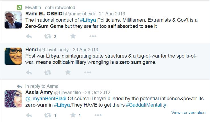 mazighie's tweet photo. 1-Tweeps I did't dig into your accounts, just searched using ( Zero-Sum, #Libya). Are we trapped into this #Zero_Sum? http://t.co/JBfgfuhTww