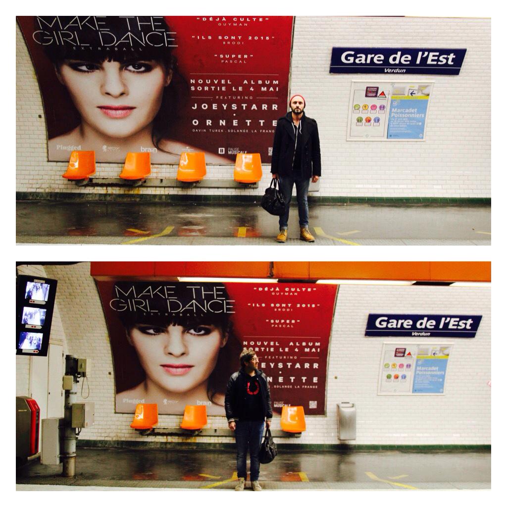 Our new album is in the subway in Paris #paris #subway #garedelest #makethegirldance #extraball