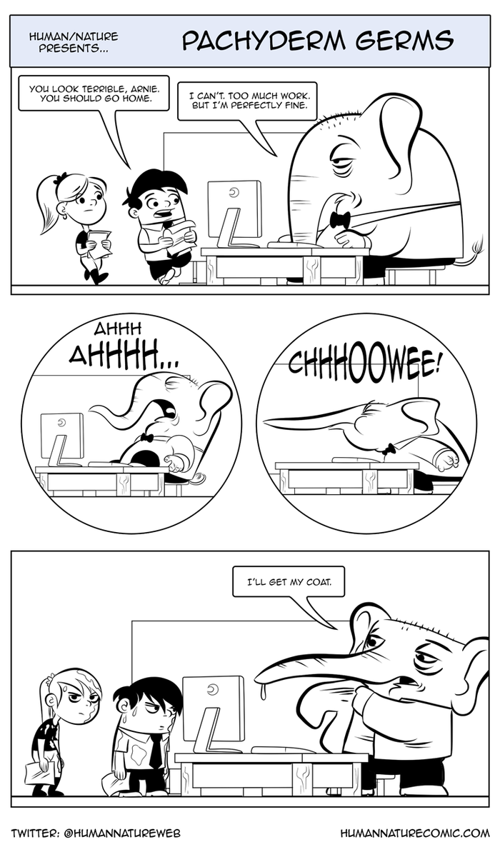 BEHOLD the mucous soaked glory that is today's germ riddled HUMAN/NATURE #webcomic humannaturecomic.com/?p=1326