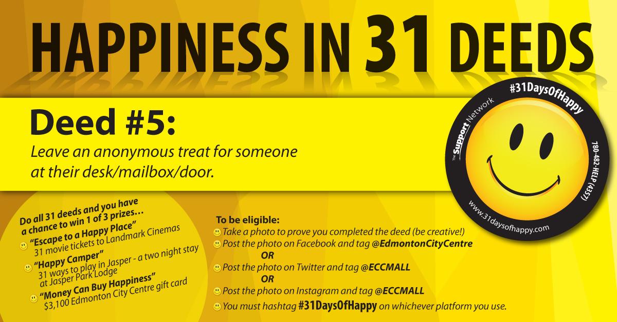 ECCMALL's tweet photo. Day 5 of #31daysofhappy! Here's your deed of the day! Keep up the great work everyone! http://t.co/Yvyko5Jcca