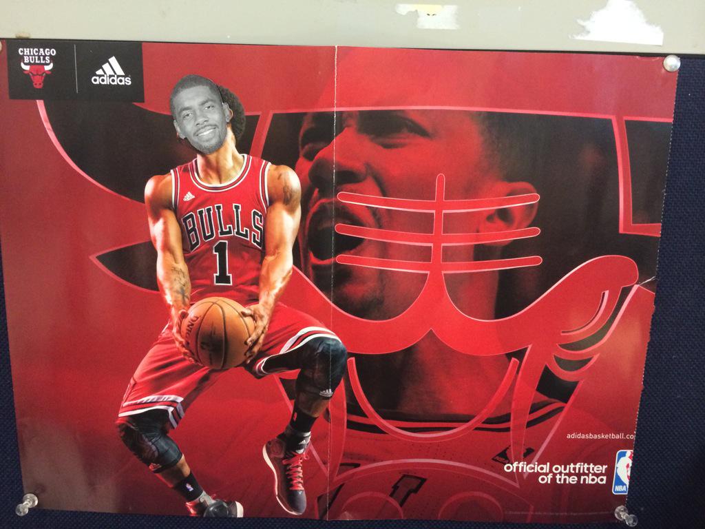 A guy at work has a DRose poster up at his desk. I fixed it for him when he wasn't looking. #cavsmania #hedoesntknow