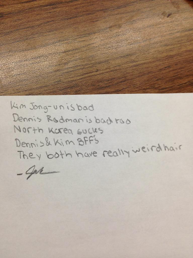 jckcsy's tweet photo. We had to write a tanks poem for geo about North Korea #testgrade http://t.co/JPEqCXqwM7
