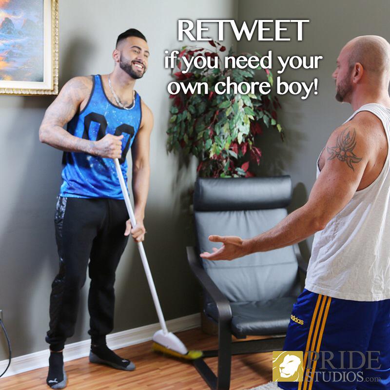 RT if you need your own chore boy! (Preferably as sexy as @RikkYorkxxx) #gayporn #gaysex #gay http://t