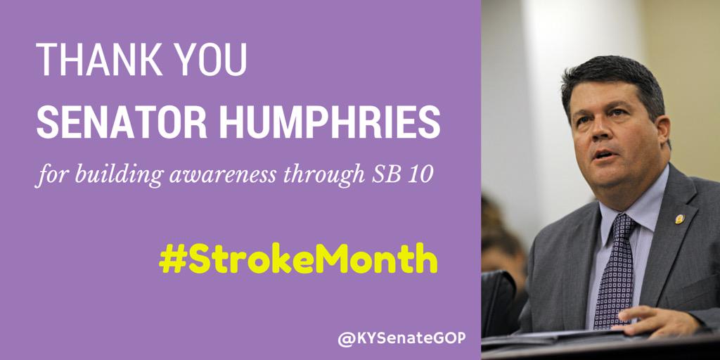 Since May is National #StrokeMonth, we want to thank <a href="/KYStanHumphries/">Stan Humphries</a> for his work building awareness through SB 10!