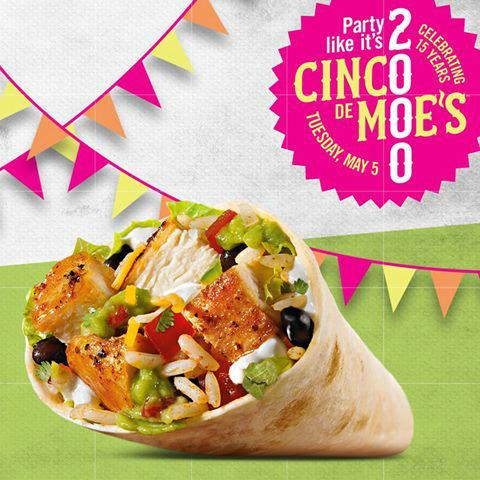 CNNCenter's tweet image. Did you know that today is also “Cinco de Moe’s ?” Get your $5 burrito. Happy #CincodeMayo!