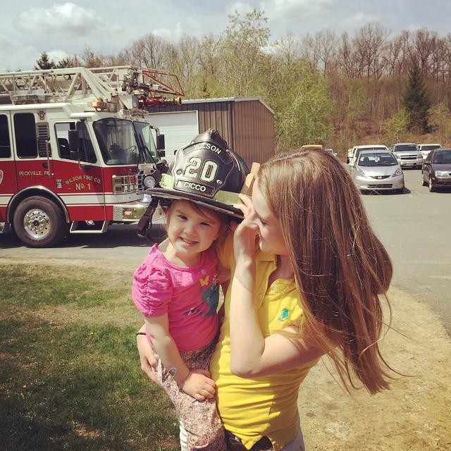 AFireStation's tweet image. Found this cool photo, not mine Love her 🚒❤️ #childcare #sofia #ladder20 #firetruck #firefighters