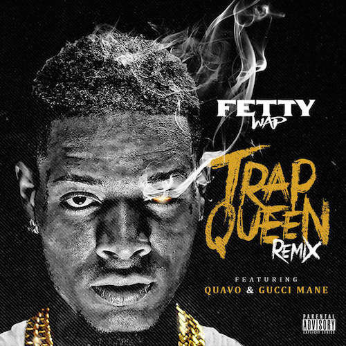 stereogum's tweet photo. .@fettywap's "Trap Queen" remix features @gucci1017, @QuavoStuntin of @Migos + @AZELIABANKS http://t.co/bJsEvIBuv2 http://t.co/T9to7h2HjE