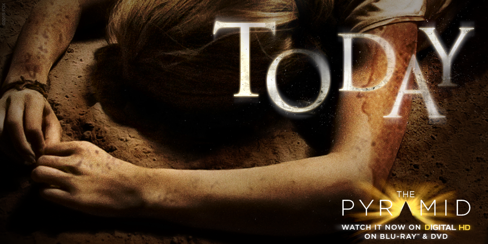 20thHomeEnt's tweet photo. Descend into darkness as @AlexandreAja's terrifying #PyramidMovie arrives on Blu-ray & DVD today! http://t.co/Bk7dm0m3vn
