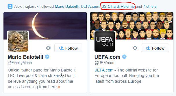 Trajkovski recently started following Palermo Trajkovski recently started following Palermo