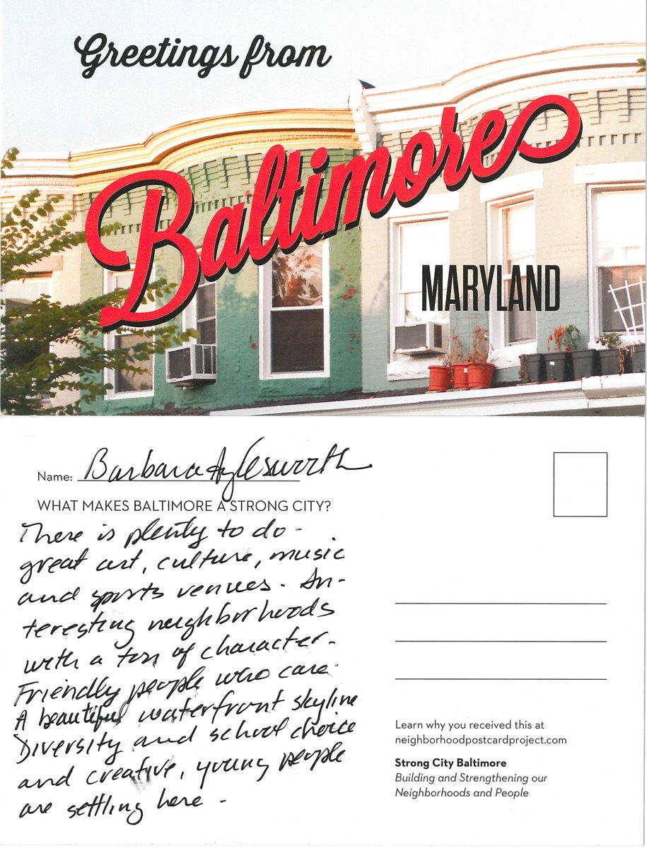 StrongCityBalt's tweet image. What makes Baltimore a Strong City? "creative young people are settling here" #StrongCityBaltimore @Neighbormail
