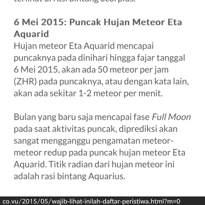 INDONESIAinLOVE's tweet photo. Hari ini, Hujan Meteor Eta Aquarid mulai subuh-Maghrib. Baca : http://t.co/jqfDP8YJdt