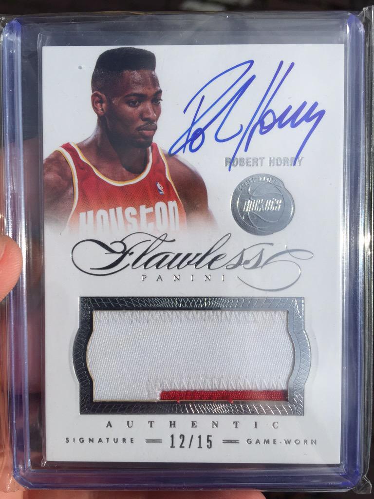 OlDirtyMooch's tweet photo. eBay #Mailday - @PaniniAmerica Flawless Robert Horry patch auto #d/15! #PCGold #BigShotBob http://t.co/lRRah5bfxy