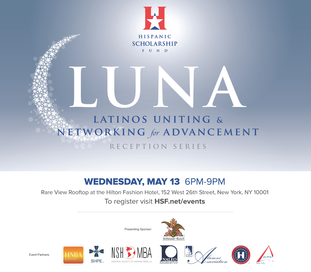 HSFNews's tweet photo. The #HSFLuna Reception is headed to #NewYork! Join us & network w/HSF Alumni, Scholars & Latino professionals http://t.co/Q4j5q5J3JY
