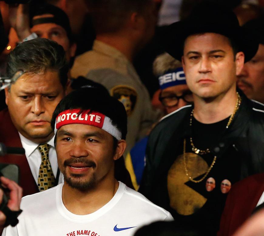 BleacherReport's tweet image. VIDEO: Jimmy Kimmel explain what it’s like to be in Manny Pacquiao’s entourage ble.ac/1KKC89G