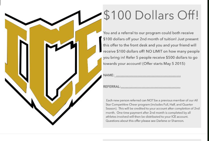 ICE_ALL_STARS's tweet image. $100 dollars off for you and a new referral at ICE (Aurora, Indy, NW)Check out the details here!💙💛💙💛💙💛