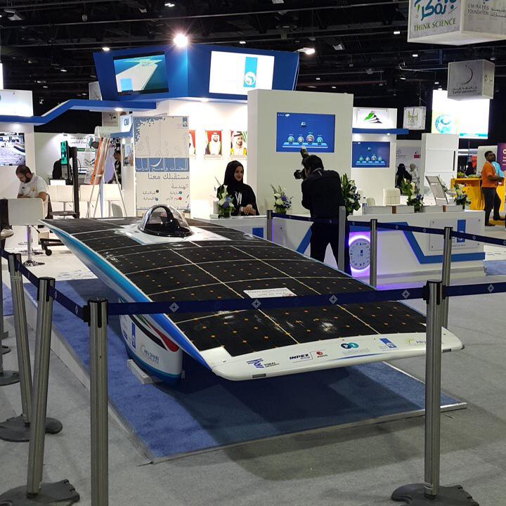 The solar car at the <a href="/ThinkScience_EF/">Think Science</a> held at the Dubai World Tade Center! Visit us and tag us with #PISolarCar