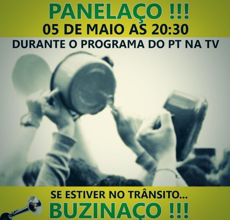 psdb_'s tweet photo. Preparem as panelas! Todos os amigos da.rede convidados! Fora PT, PMDB e seus corruptos! compartilhe/retuite! #RT http://t.co/w8MtMAAOH6